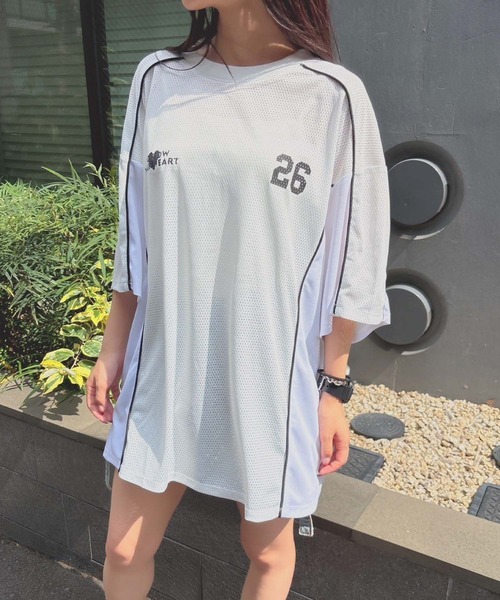 tシャツ MESH Tシャツ レディース ENVYM tシャツ メッシュユニフォームビックT レディース
