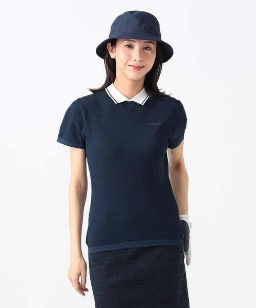 BEAMS GOLF ポロシャツ ポロ PURPLE LABEL / 麻混 白襟 ニット