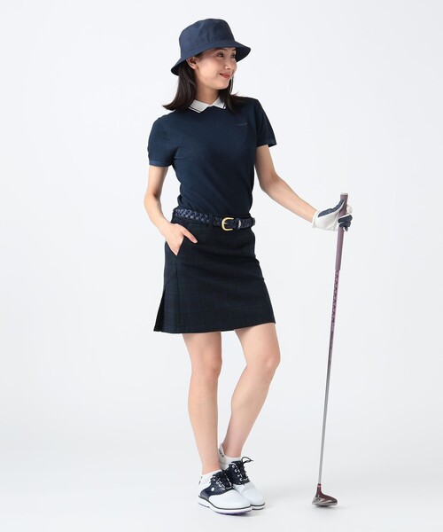 未使用BEAMS GOLF レディースBMG ポロシャツ　ブラック BEAMS GOLF ポロシャツ ポロ PURPLE LABEL / 麻混 白襟 ニット