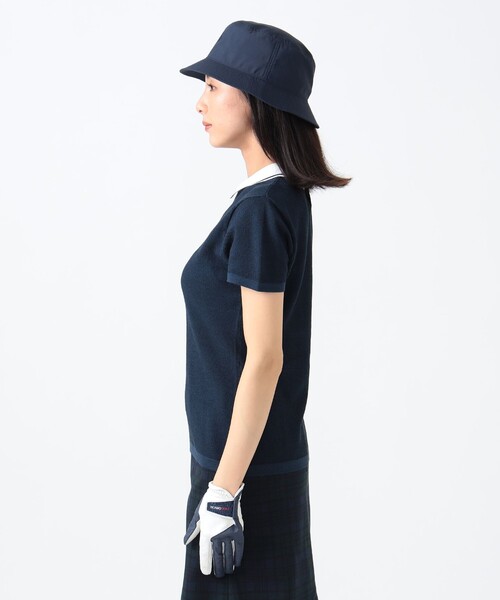 ポロシャツ ポロ PURPLE LABEL / 麻混 白襟 ニット レディース BEAMS GOLF ポロシャツ ポロ PURPLE LABEL / 麻混 白襟 ニット