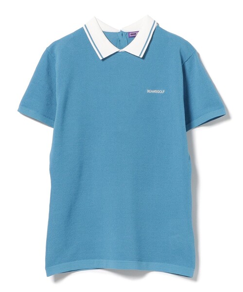 BEAMS GOLF ポロシャツ ポロ PURPLE LABEL / 麻混 白襟 ニット