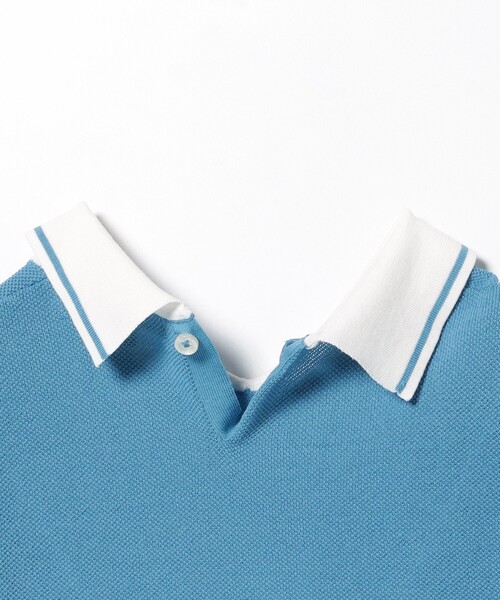 BEAMS GOLF ポロシャツ ポロ PURPLE LABEL / 麻混 白襟 ニット