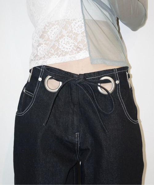 musubore ジーンズ デニム デニムパンツ eyelet wide denim PT