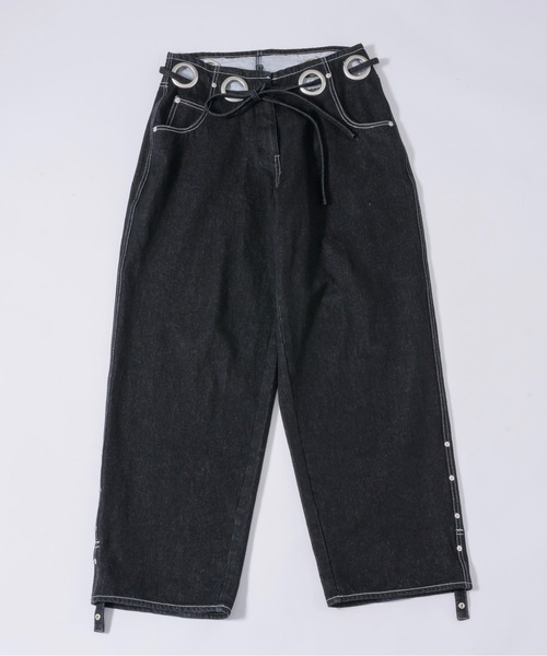musubore デニムパンツ musubore ジーンズ デニム デニムパンツ eyelet wide denim PT