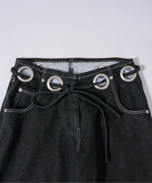 musubore ジーンズ デニム デニムパンツ eyelet wide denim PT