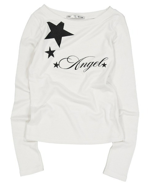 SETUP-EXE★韓国★人気★ANGEL BOATNECK TOP 2色 ロンT SETUP-EXE☆韓国☆人気☆ANGEL BOATNECK TOP 2色 ロンT