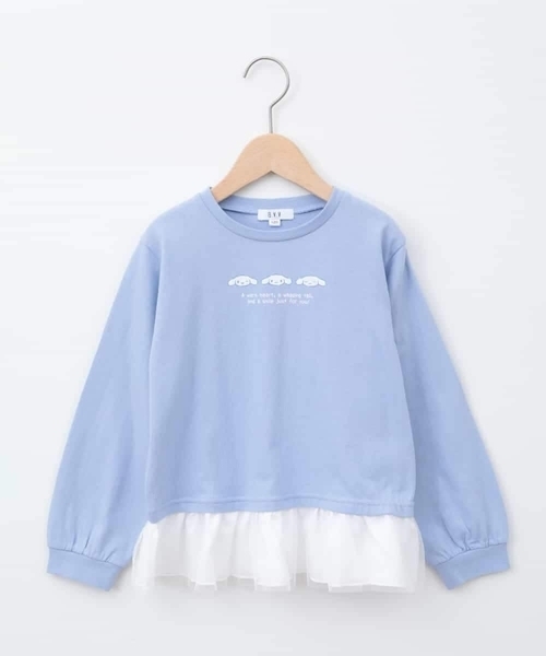 ☘️シナモロール襟付きＴシャツ＆キュロットスカート、肩開きＴシャツ120cm新品 シナモロールコラボ】セーラー襟半袖Tシャツ(90cm ブルー