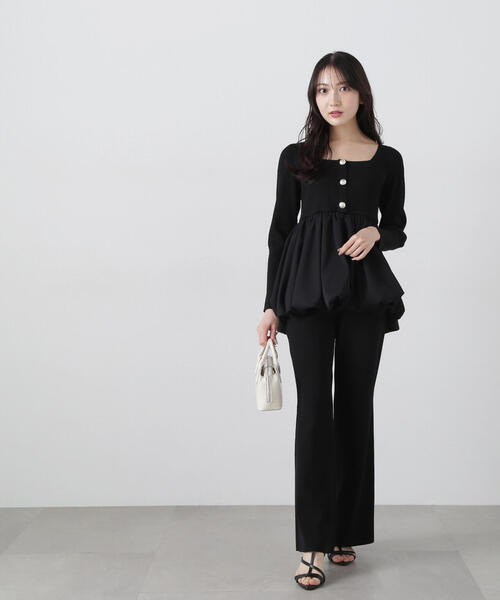 黒　ニットパンツ　フレアパンツ　ビュアルセシン PROPORTION BODY DRESSING パンツ ニットフレアーパンツ