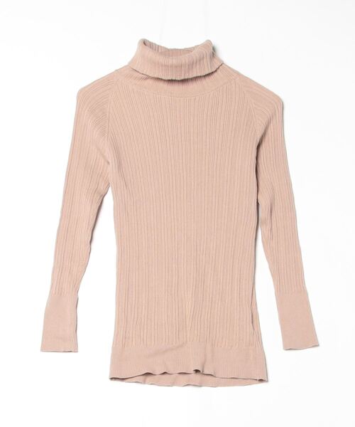 NARU」 ストライプ柄タートルネックニット - ブラウン レディース