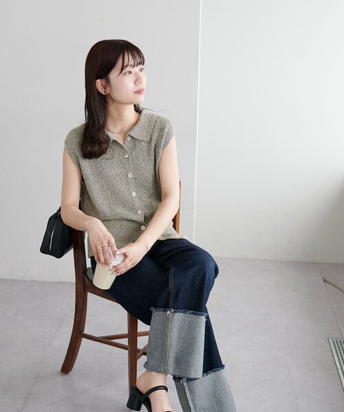 -seyto- メランジオープンワークニットベスト seyto（セイト）の「Melange openwork knit vest / メランジ