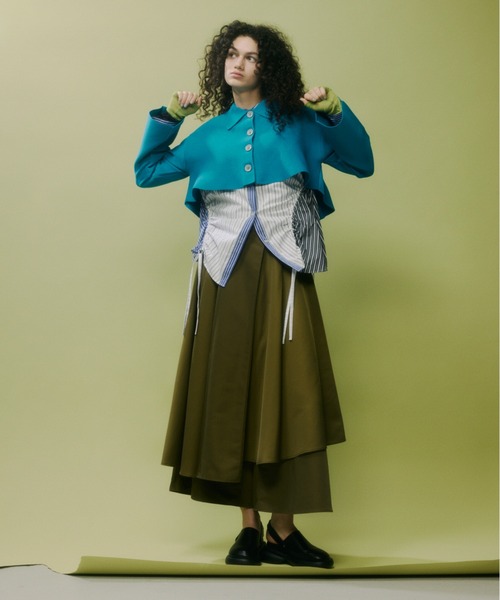 PLUS AZUL Plus スカート FAUX LEATHER Z-UP JUMPER SKIRT/フェイクレザーZ-UPジャンパー