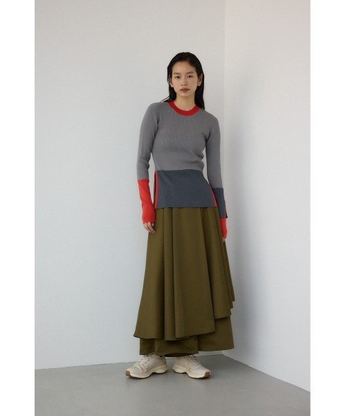 PLUS（AZUL BY MOUSSY） ロング スカート 「PLUS」タックドレープ