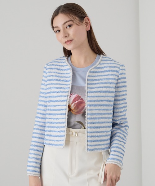 ANAYI（アナイ） ノーカラージャケット 38 サックスブルー レディース