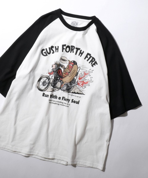 tシャツ BELL SLEEVE RAGLAN TEE/ ベルスリーブ ラグラン レディース メンズ HALHAM oversize raglan sleeve print T-shirt/オーバーサイズ