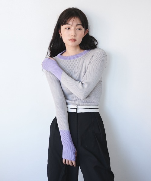 ニット セーター 袖バイカラーニット レディース LE CERCLE par rope' ニット セーター 袖バイカラーニット