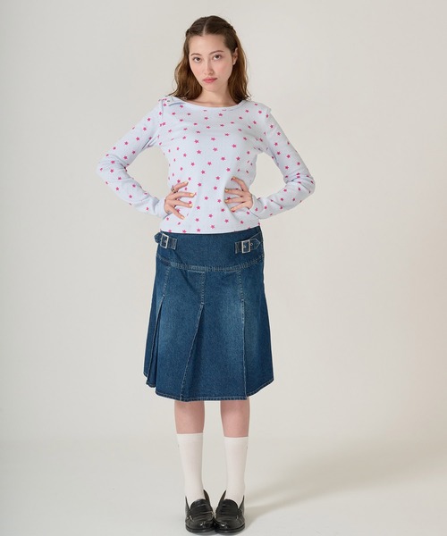TINA：JOJUN ショルダー開き スタープリントロンT TINA：JOJUN tシャツ ショルダー開き スタープリントロンT