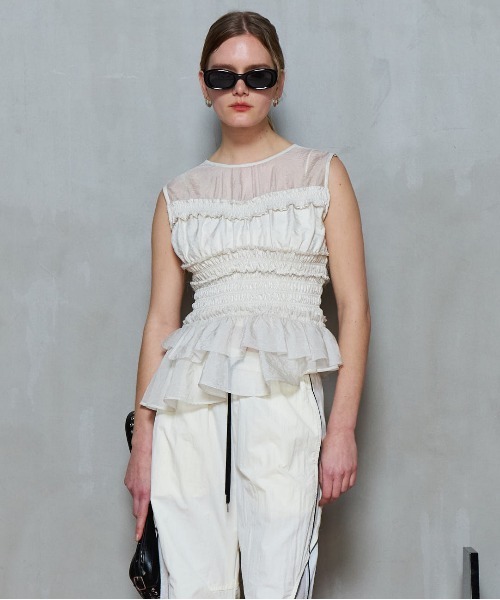 フリルシャツ【MAISON SPECIAL/メゾンスペシャル】 MAISON SPECIAL ブラウス シャツ Ruffle Blouse/ラッフルフリル