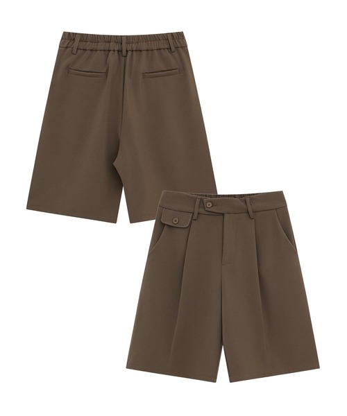 みい出品 slanting button short pants aimoha パンツ デコラティブボタンタックショートスラックス
