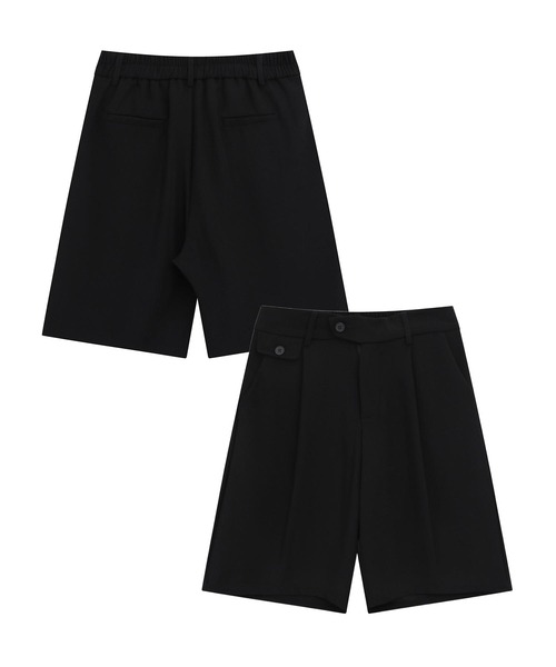 みい出品 slanting button short pants aimoha パンツ デコラティブボタンタックショートスラックス