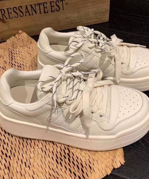 CANVAS+ スニーカー 「CANVAS+」ダブルカラーシューレース厚底