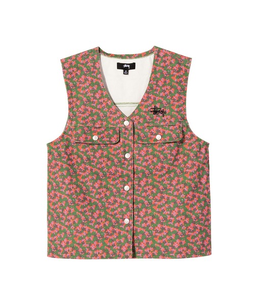 STUSSY 「STUSSY」 ベスト SMALL グリーン レディース