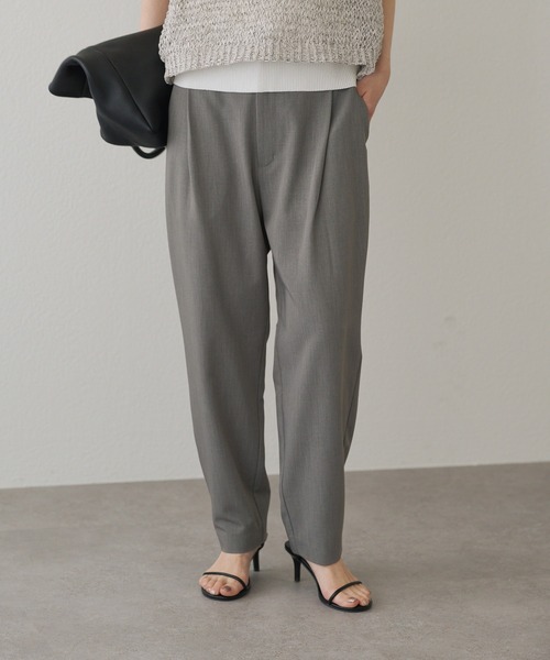 スラックス パンツ ワンタックストレッチスリムパンツ レディース | pual ce cin