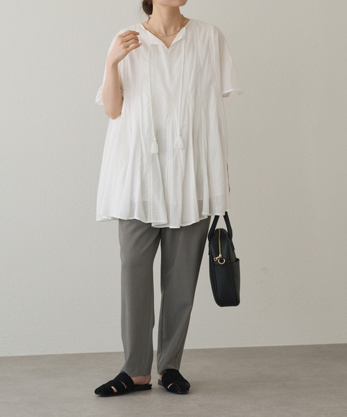 スラックス パンツ ワンタックストレッチスリムパンツ レディース | pual ce cin | 12