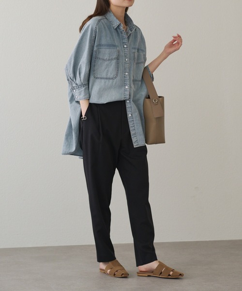 スラックス パンツ ワンタックストレッチスリムパンツ レディース | pual ce cin | 16