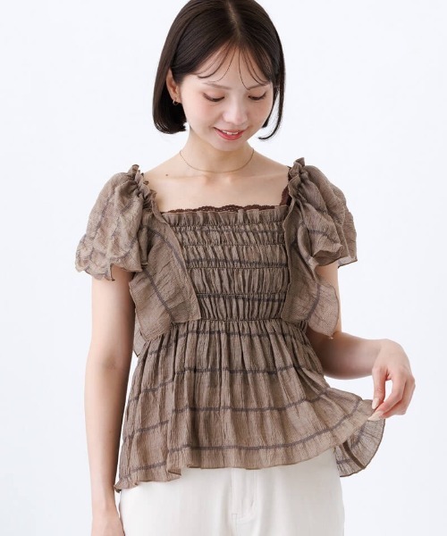 flower ブラウス シャツ 半袖 シアーパピヨンブラウス4 レディース
