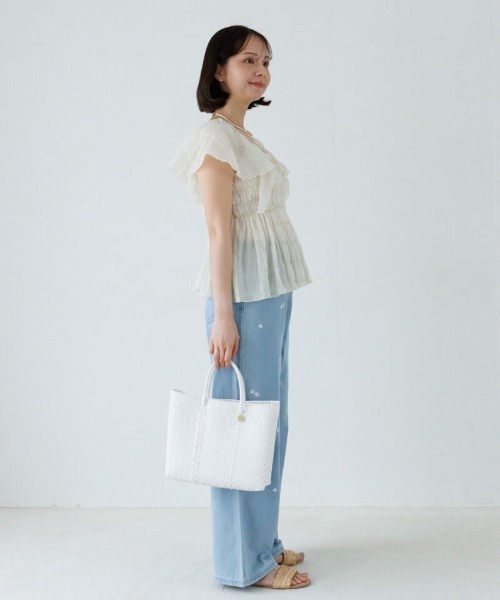 flower ブラウス シャツ 半袖 シアーパピヨンブラウス4 レディース