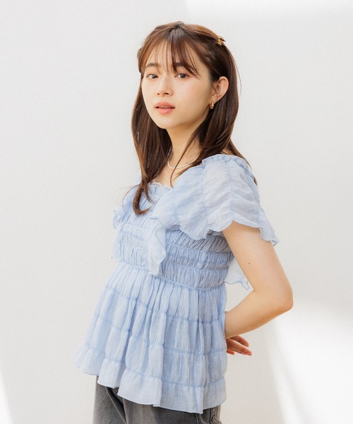 flower ブラウス シャツ シアーパピヨンブラウス4 レディース 