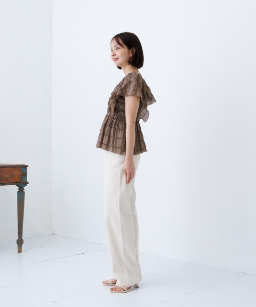 flower ブラウス シャツ 半袖 シアーパピヨンブラウス4 レディース