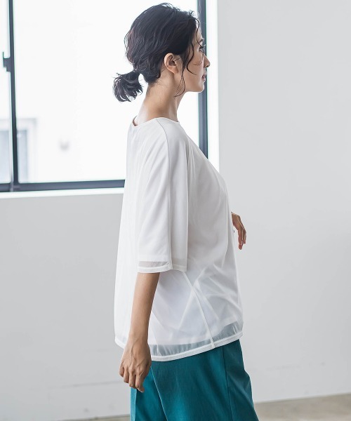 tシャツ トリコットシフォンカットソー「洗濯機で洗える」 レディース la.f tシャツ トリコットシフォンカットソー「洗濯機で洗える