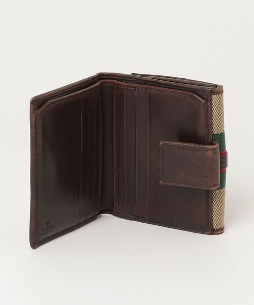 【美品】GUCCI Shelley Line 二つ折り財布 GUCCI 「GUCCI」 シェリーライン キャンバス レザー 二つ折り