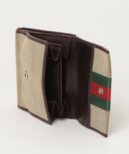 GUCCI 二つ折り財布 シェリーライン レザー キャンバス 男女可能 GUCCI 「GUCCI」 シェリーライン キャンバス レザー 二つ折り