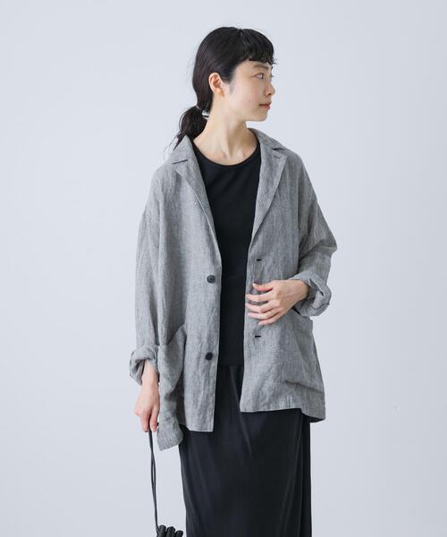かぐれ コート アウター リネンテーラードジャケット レディース