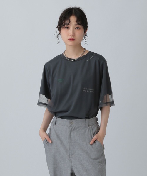LEPSIM（レプシィム） tシャツ 半袖 チュール重ねロゴプリントT 574399