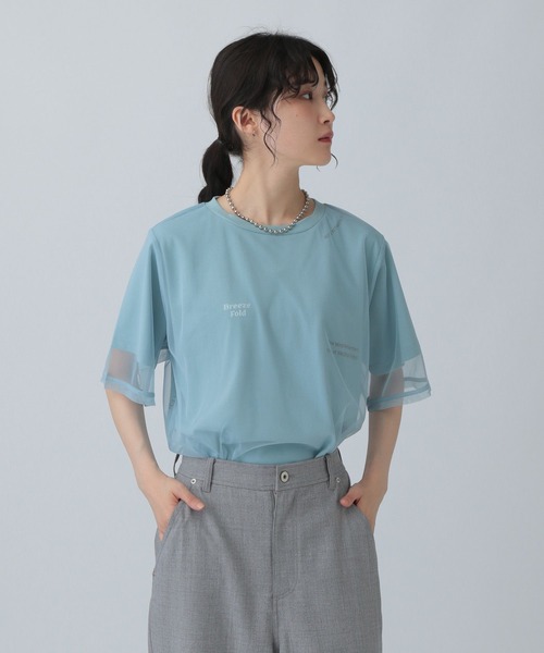 LEPSIM（レプシィム） tシャツ 半袖 チュール重ねロゴプリントT 574399