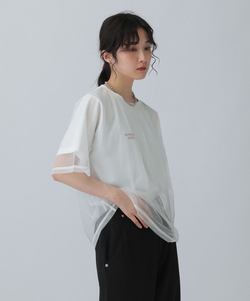 LEPSIM（レプシィム） tシャツ 半袖 チュール重ねロゴプリントT 574399