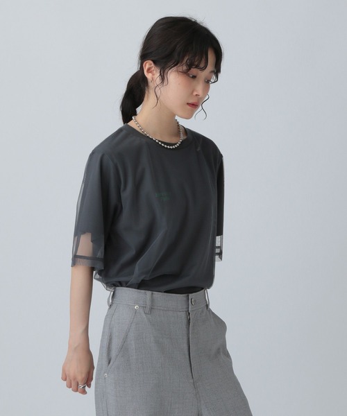 LEPSIM（レプシィム） tシャツ 半袖 チュール重ねロゴプリントT 574399
