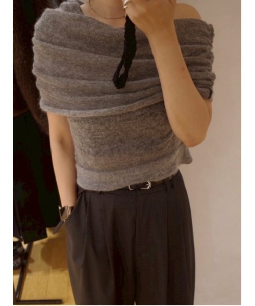 RIM.ARK ニット セーター 入学式 Off shoulder compact tops オフ 