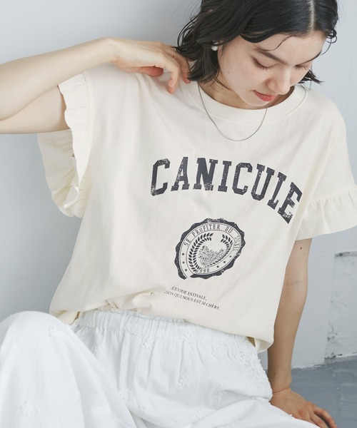 ROPE' PICNIC（ロペ ピクニック） tシャツ 半袖 袖フリルカレッジロゴT