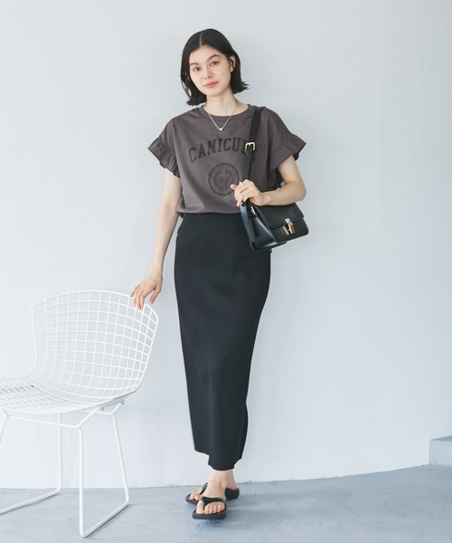 ROPE' PICNIC（ロペ ピクニック） tシャツ 半袖 袖フリルカレッジロゴT