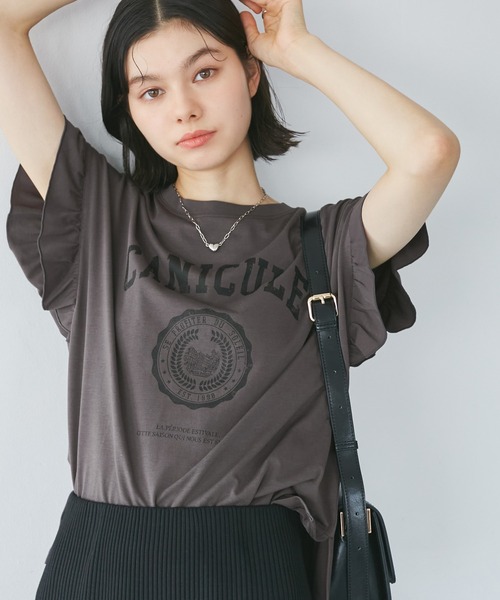 ROPE' PICNIC（ロペ ピクニック） tシャツ 半袖 袖フリルカレッジロゴT