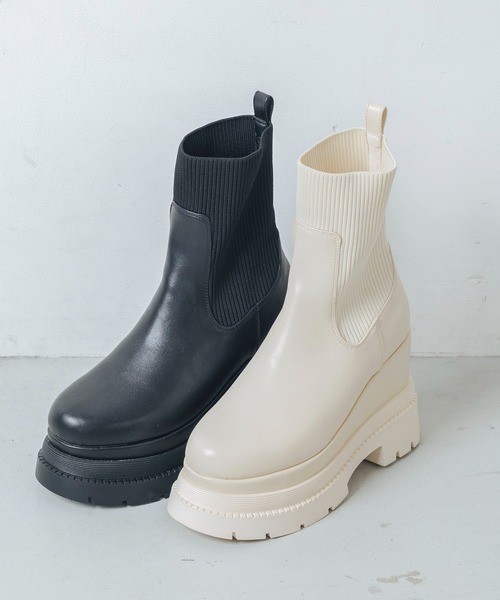 EVOL（イーボル） ブーツ 「ふかふか・クッション入り」11cmニット