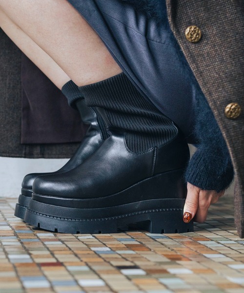 EVOL（イーボル） ブーツ 「ふかふか・クッション入り」11cmニット