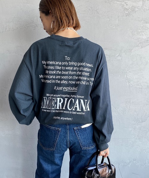 「AMERICANA」 長袖カットソー ONE SIZE スミクロ レディース