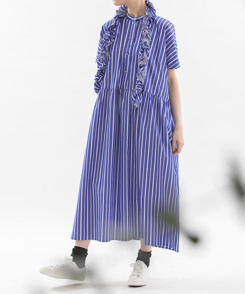 nop de nod ノップドゥノッド　フリルタイ付きワンピース　ドット　新品 nop de nod（ノップドゥノッド） ワンピース 夏 半袖 フリルタイ付き