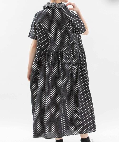 nop de nod ノップドゥノッド　フリルタイ付きワンピース　ドット　新品 nop de nod（ノップドゥノッド） ワンピース 夏 半袖 フリルタイ付き