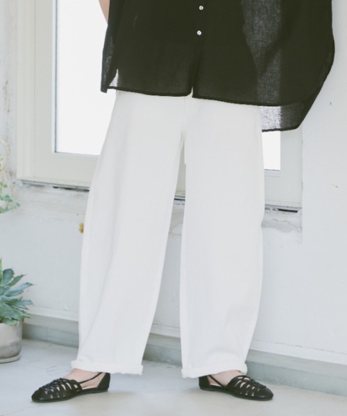 「Libra Cue」 加工デニムパンツ 2 ライトブルー レディース